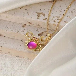 INS3264-Dainty 14K Gold Necklace for Women - Minimalist Clover Butterfly Cross Teardrop Crystal Heart Sunflower Dragonfly Beach Necklace - Fashion Charm Jewelry for Women Trendy Gifts