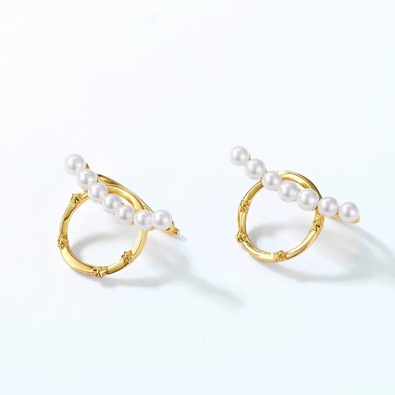 INS2098-Earrings for Women 18K Gold Plated Twist Circle Butterfly Pearl Sunburst Stud Earrings Minimalist Cubic Zirconia Studs Non Tarnish Gold Jewelry Gifts