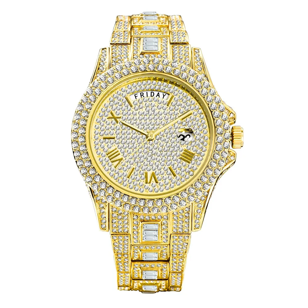 W-1008-Diamond Waterproof Luxury Calendar Dual Watch-Men