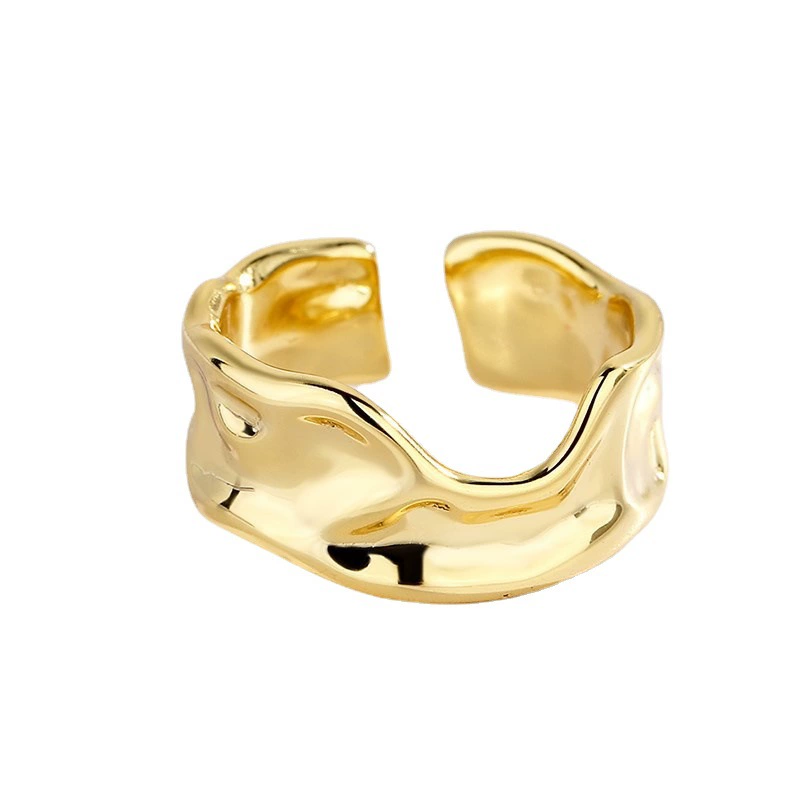 INS1183-WOWORAMA Hammered Chunky Cuff Bracelets for Women Vintage Boho Wide Bangle Bracelets Irregular Statement Bracelet Thick Arm Cuff Gold Silver Bracelet