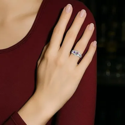 INS1202-"【birthstone ring】Birthstone rings embody time and thought. Each ring's core is inlaid with the birthstone corresponding to the given month, securely supported by delicate prongs. It's your own unique lucky charm, the perfect way to express person