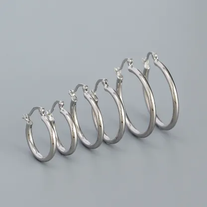 INS2320-10K Yellow Gold Classic Shiny Polished Hoop Earrings, Plain Round Gold Hoops, Gold Earrings for Women and Men, 10K Real Gold