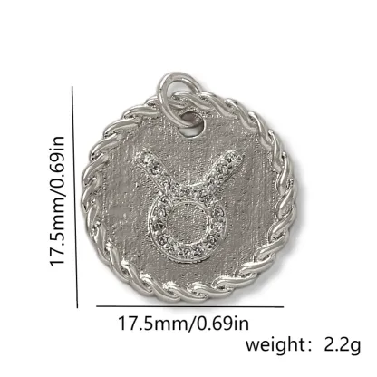 INS3006-925 Sterling Silver Round Necklace with Twelve Constellations for Women