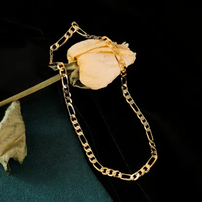 INS3055-Gold Electroplated Anklet for Women, 9-12 Inch Sizes, Figaro, Cuban, Mariner, Herringbone Design - Made in Korea