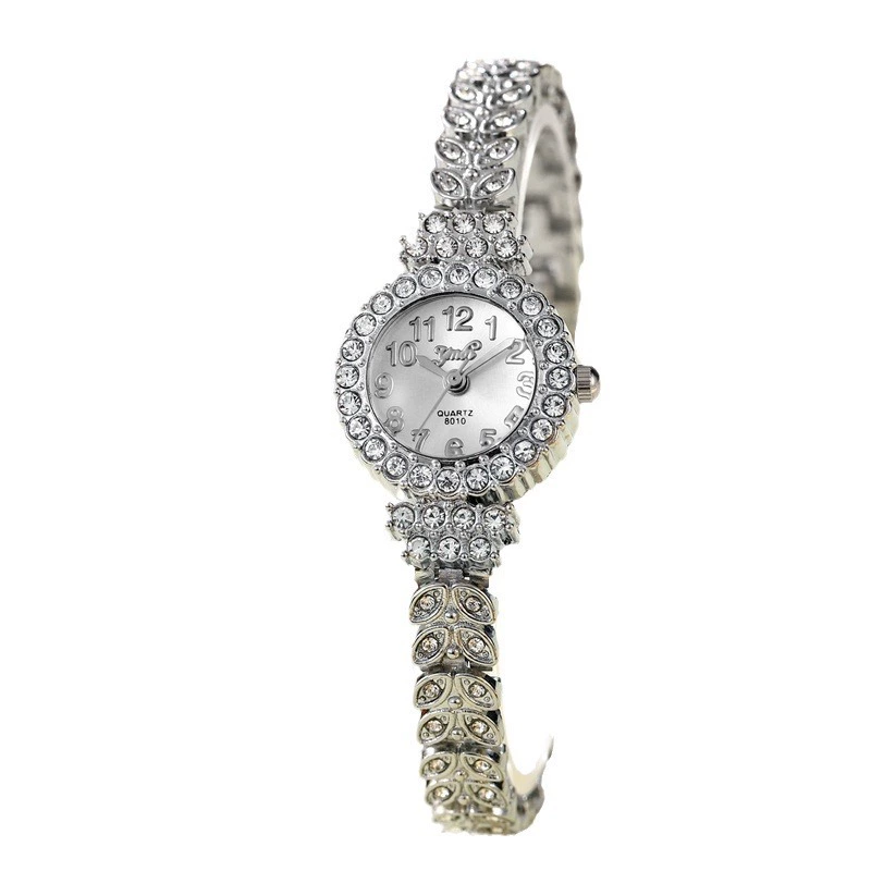 W-2054-Gullor King Girl Royal Rose Gold Bracelet Watch Women Full Crystal Diamonds for Ladies Quartz- Pink Dial