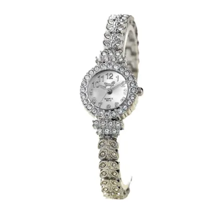 W-2054-Gullor King Girl Royal Rose Gold Bracelet Watch Women Full Crystal Diamonds for Ladies Quartz- Pink Dial