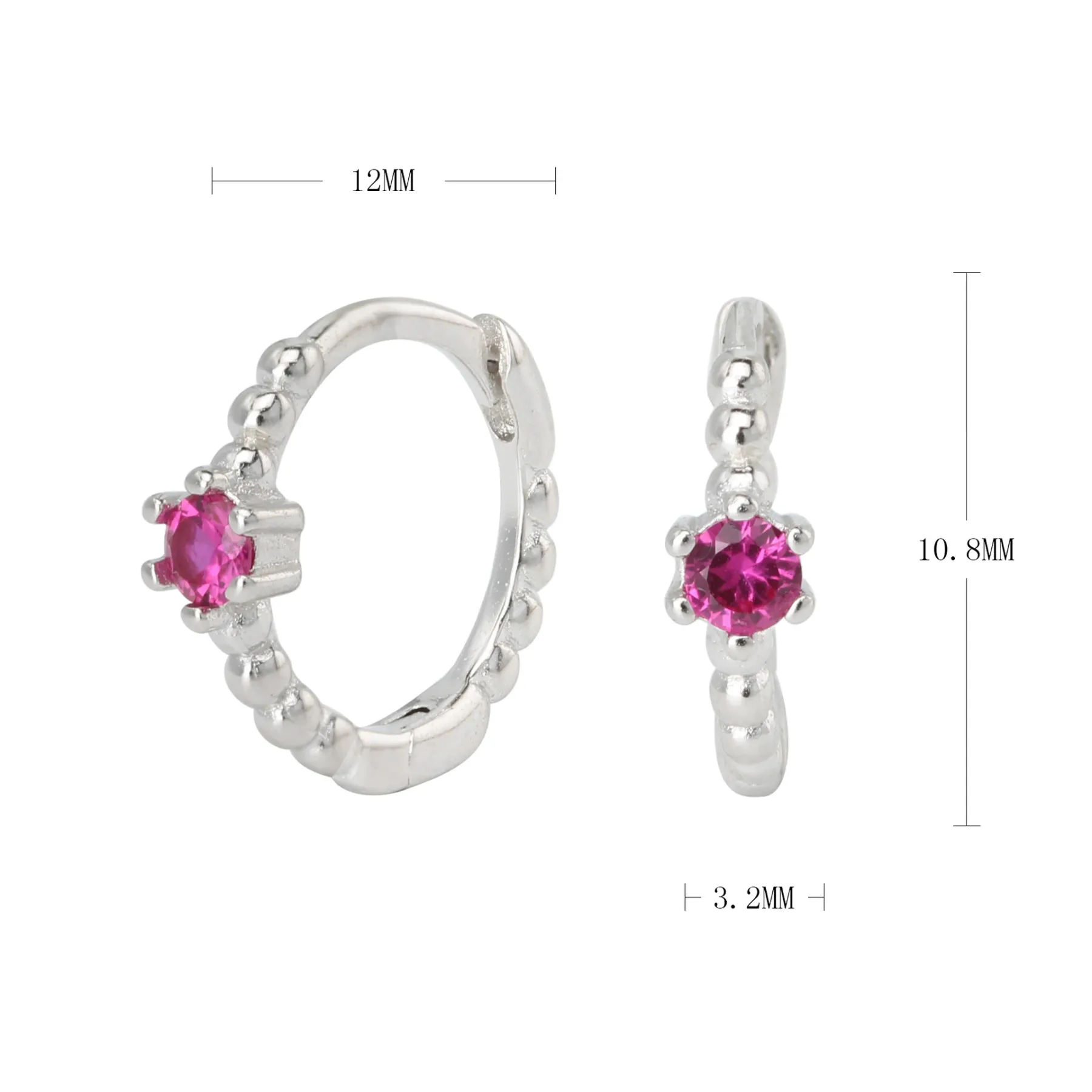 INS2335-Starchenie 925 Sterling Silver Huggie Hoop Earrings Cubic Zirconia Gemstone Birthstones Jewelry Gift for Women