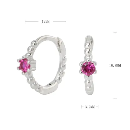INS2335-Starchenie 925 Sterling Silver Huggie Hoop Earrings Cubic Zirconia Gemstone Birthstones Jewelry Gift for Women
