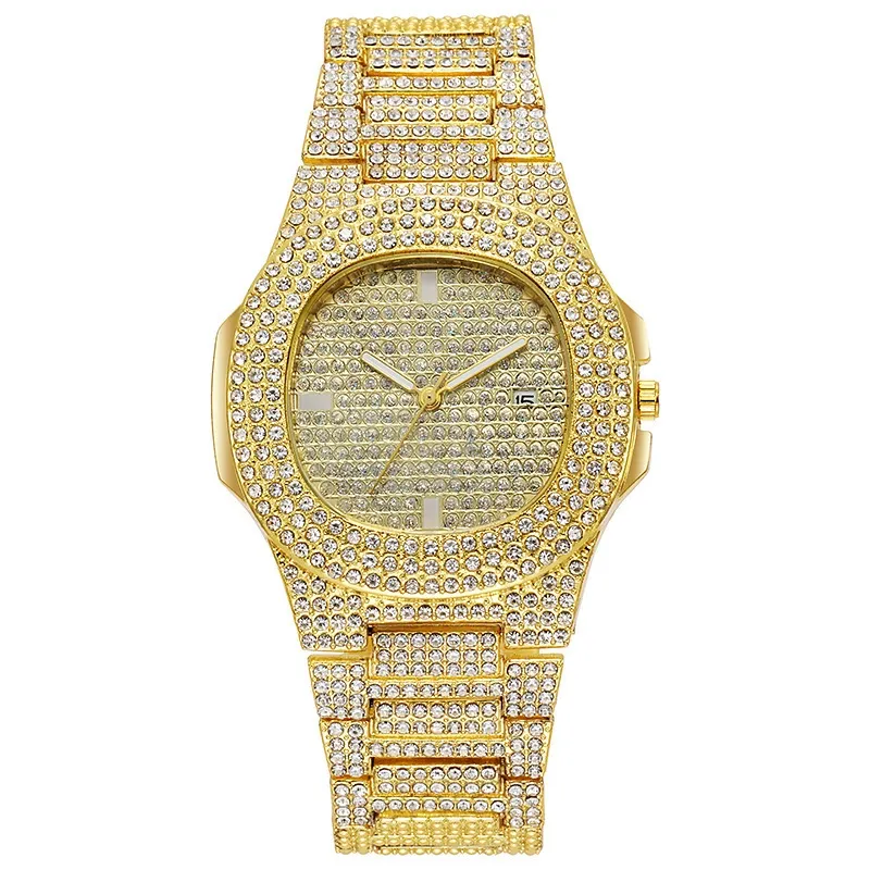 W-1001-KALLORY 1Pack Rhinestone Watch Elegantly Designed Golden Durable Unisex Watches