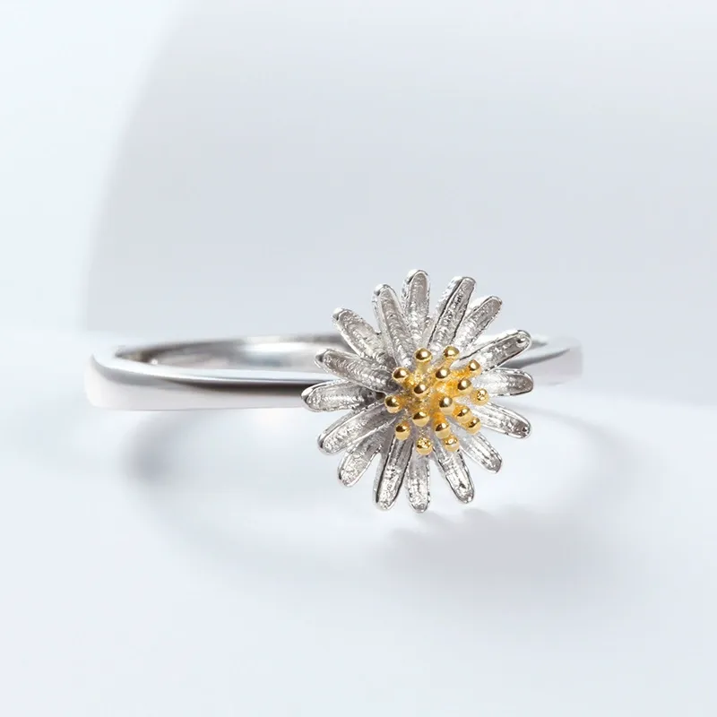 INS1254-S925 Sterling Silver Floral Jewelry Flower Edelweiss/Daisy Ring for Women Birthday Gift