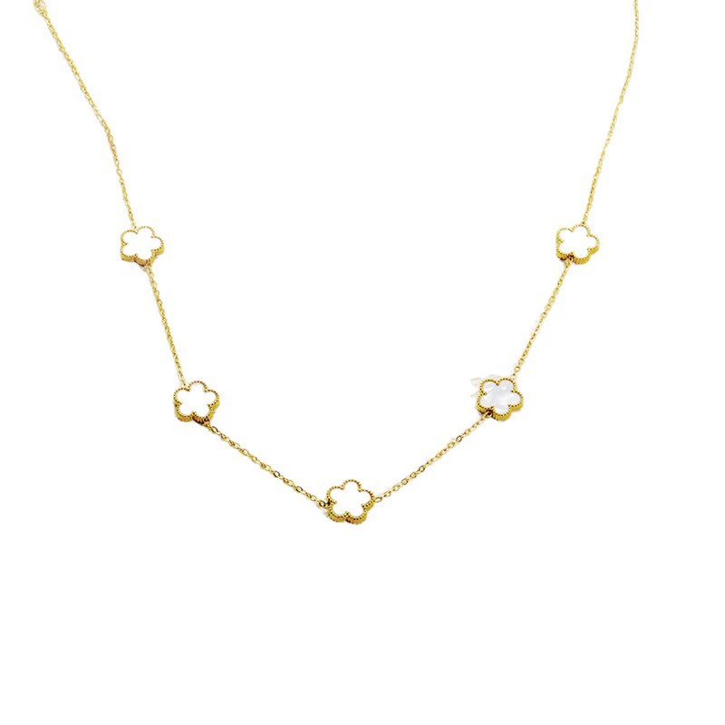 INS3007-18K Gold Plated Four Leaf Clover Necklace For Women Four Leaf Clover Necklace Flower Lucky Pendant Dainty Jewelry