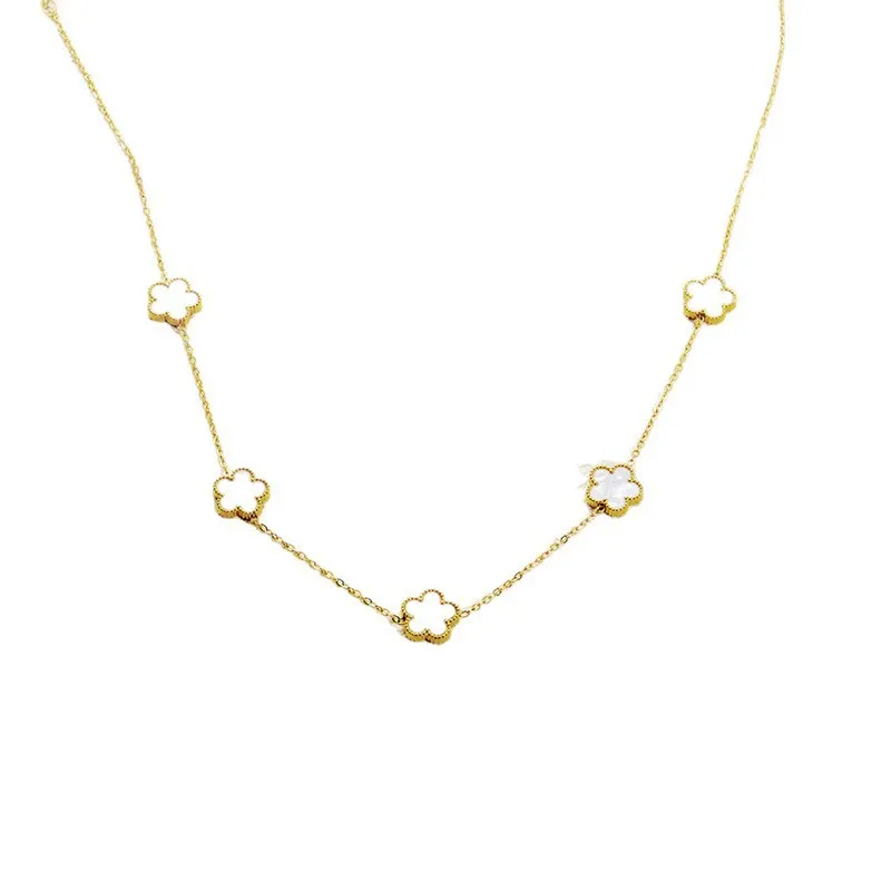 INS3007-18K Gold Plated Four Leaf Clover Necklace For Women Four Leaf Clover Necklace Flower Lucky Pendant Dainty Jewelry