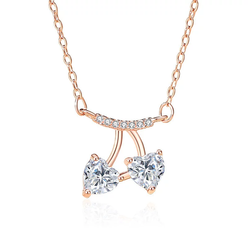 INS3221-Moissanite Pendant Necklace for Women, D Color VVS Clarity Lab Diamond Choker Necklace Sterling Silver Charm Necklaces with 18K White Gold Plated