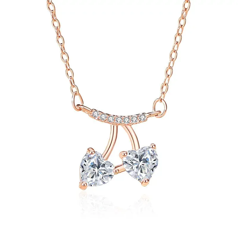 INS3221-Moissanite Pendant Necklace for Women, D Color VVS Clarity Lab Diamond Choker Necklace Sterling Silver Charm Necklaces with 18K White Gold Plated