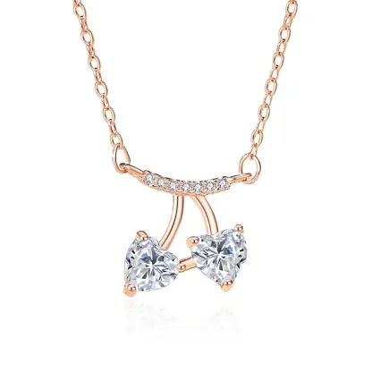 INS3221-Moissanite Pendant Necklace for Women, D Color VVS Clarity Lab Diamond Choker Necklace Sterling Silver Charm Necklaces with 18K White Gold Plated