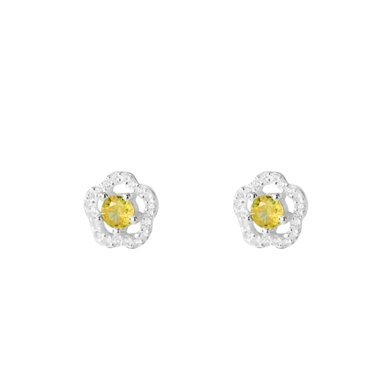 INS2048-Sonateomber Large Crystal Cubic Zirconia Enamel Statement Flower Leaf Gold Stud Earrings for Women, Cute Big Sparkly Cluster Petal Floral Earings Birthday Prom Accessories Fashion Jewelry Gift