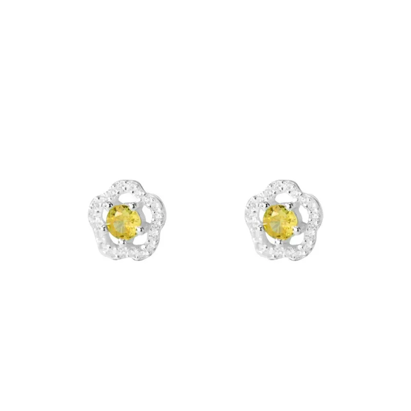 INS2048-Sonateomber Large Crystal Cubic Zirconia Enamel Statement Flower Leaf Gold Stud Earrings for Women, Cute Big Sparkly Cluster Petal Floral Earings Birthday Prom Accessories Fashion Jewelry Gift