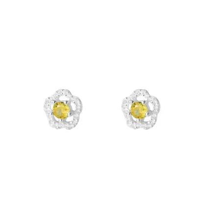 INS2048-Sonateomber Large Crystal Cubic Zirconia Enamel Statement Flower Leaf Gold Stud Earrings for Women, Cute Big Sparkly Cluster Petal Floral Earings Birthday Prom Accessories Fashion Jewelry Gift