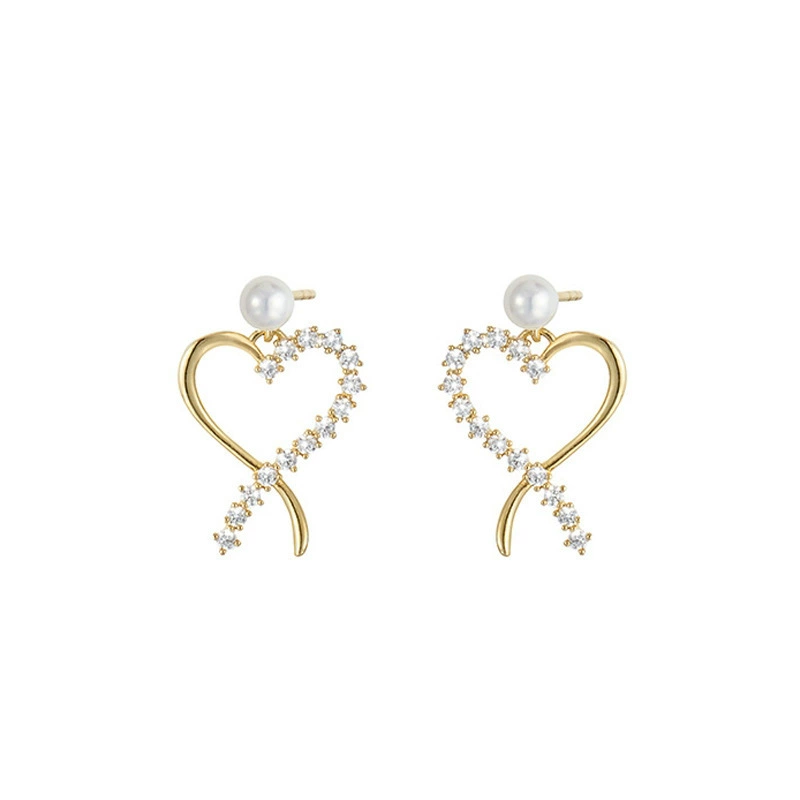 INS2425-10k Gold 0.14 ct Lab Grown Diamond Heart Stud Earrings for Women, Fine Jewelry Gifts for Her