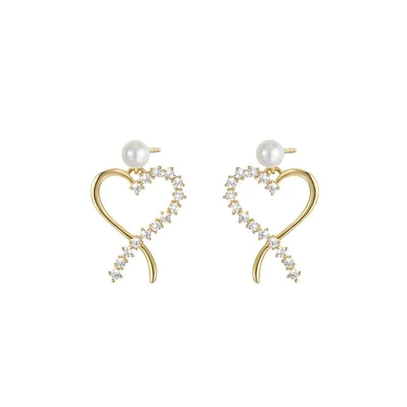 INS2425-10k Gold 0.14 ct Lab Grown Diamond Heart Stud Earrings for Women, Fine Jewelry Gifts for Her
