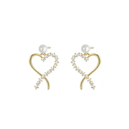INS2425-10k Gold 0.14 ct Lab Grown Diamond Heart Stud Earrings for Women, Fine Jewelry Gifts for Her