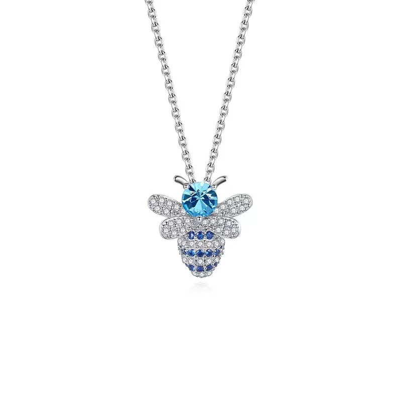 INS3226-Necklaces,925 Delicate Pavé Blue Crystal Cnecklace Women Fashion Party Wjewelry Gift-/