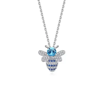 INS3226-Necklaces,925 Delicate Pavé Blue Crystal Cnecklace Women Fashion Party Wjewelry Gift-/