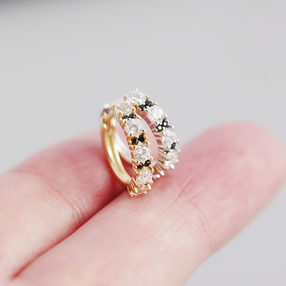 INS2369-Sterling Silver Genuine or Synthetic Gemstone 20mm Round Small Hoop Earrings for Women