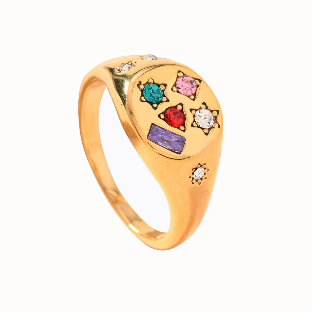 INS1261-Classic women finger jewelry Gold plated moon star engraved star signet ring 6 7 8 (7)