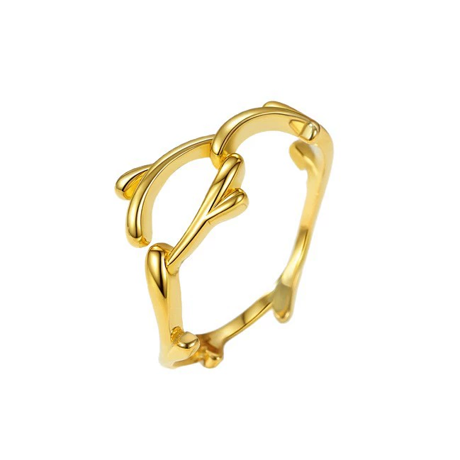 INS1178-Silver Thorn Ring for Men Women Adjustable Gold Crown of Thorns Band Ring for Couple Irregular Branch Valentine's Day Rings