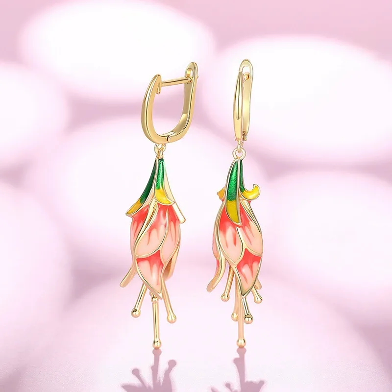 INS2189-Santuzza Sterling Silver Enamel Tulip Earrings for Women