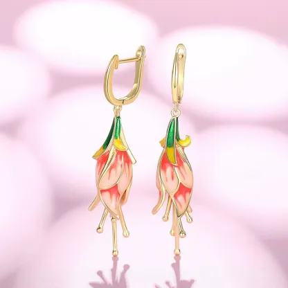 INS2189-Santuzza Sterling Silver Enamel Tulip Earrings for Women
