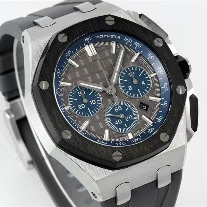 W-1013-Men's Watch Silicone Band, Quartz Analog Waterproof Multifunction Chronograph Sports Watch for Men with Calendar Black Rubber Strap-Men