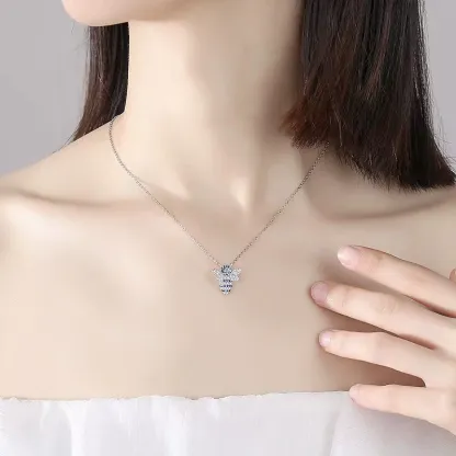 INS3226-Necklaces,925 Delicate Pavé Blue Crystal Cnecklace Women Fashion Party Wjewelry Gift-/