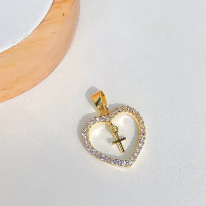 INS3029-Gold Cross Necklace for Women 14K Gold Plated Cubic Zirconia Cross Faith Pendant Necklaces Simple Trendy Cute Jewelry Gifts