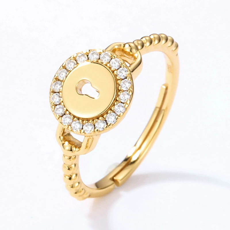 INS1216-M&T 2015 gold plated Adjustable Ring, cubic zirconia Open Ring US #7 Size R01~10