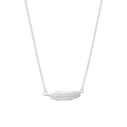 INS3239-Boma Jewelry Sterling Silver Feather Necklace, 16 inches