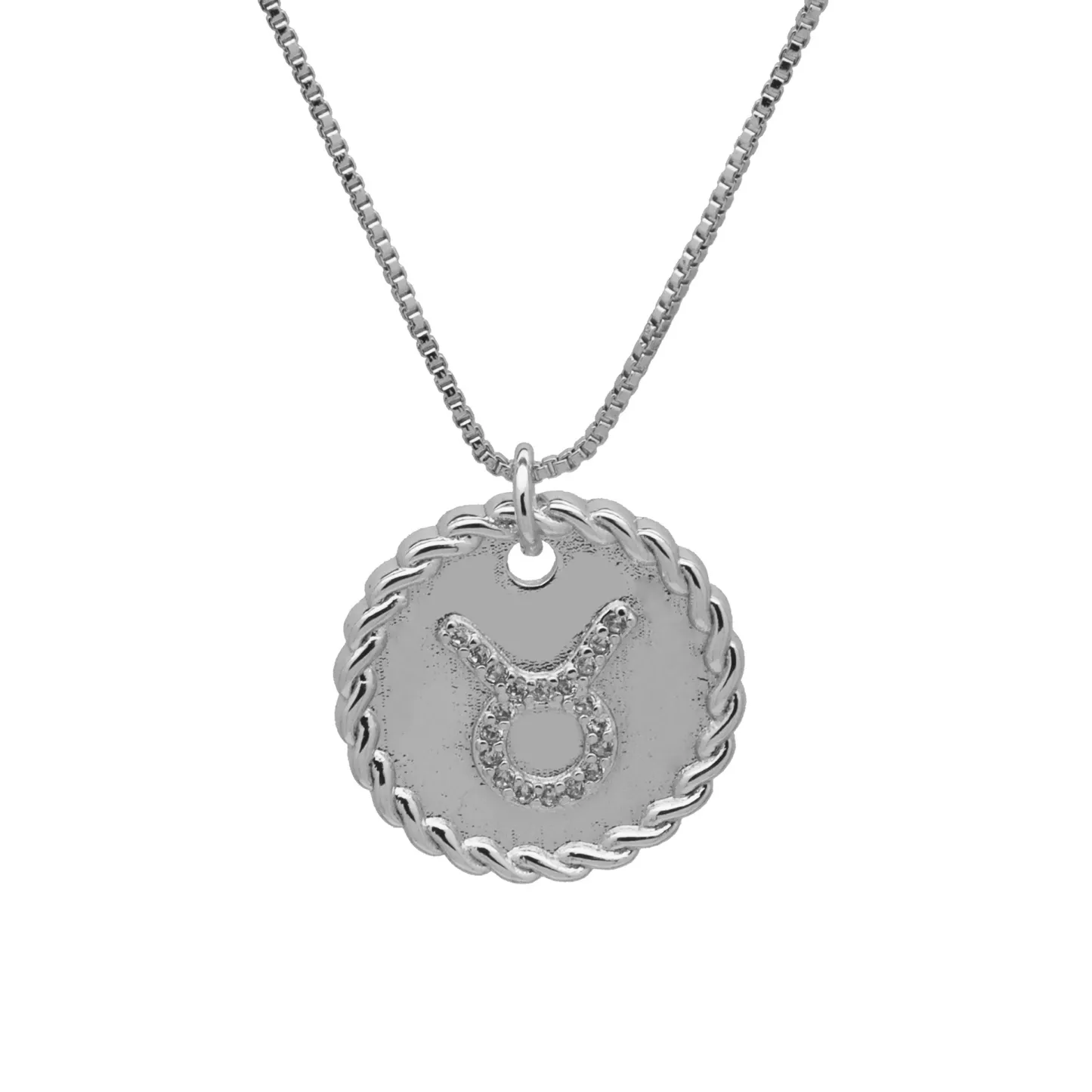 INS3006-925 Sterling Silver Round Necklace with Twelve Constellations for Women