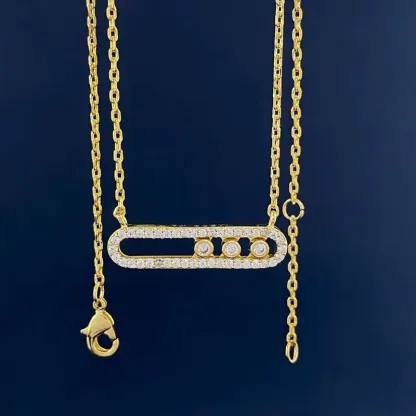 INS3260-Fashion Geometry Iced Out Necklace Shine Cubic Zirconia Women Charm Collar Jewelry Chic Clavicle Party Sweet Accessory Gift