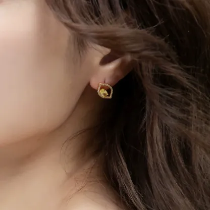 INS2042-MAX + STONE Solid 14K Gold Single Comfy Flat Back Cartilage Gold Stud Earrings for Women | Hypoallergenic Cubic Zirconia Flatback Stud Earrings | Helix Tragus Piercing Jewelry