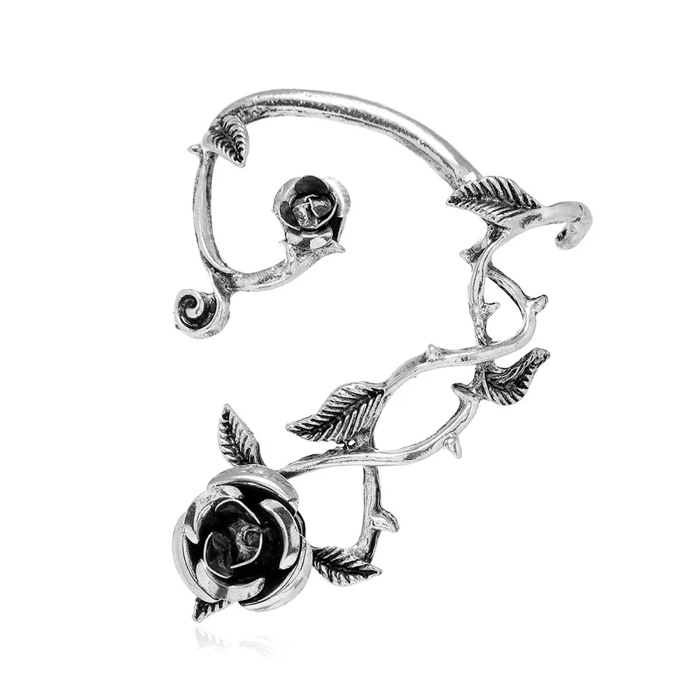 INS2023-Gangel Rose Vintage Earring Sliver Surround Ear Dangler Earring Gothic Cute Jewelry Accessories for Women and (1 pc)