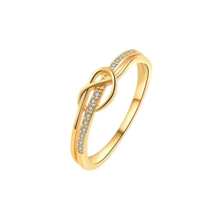 INS1138-Gold Rings for Women Non Tarnish, 18K Real Gold Plated Love Knot Ring Promise Ring for Her Stackable Cubic Zirconia Gold Rings Birthday Jewelry Gifts