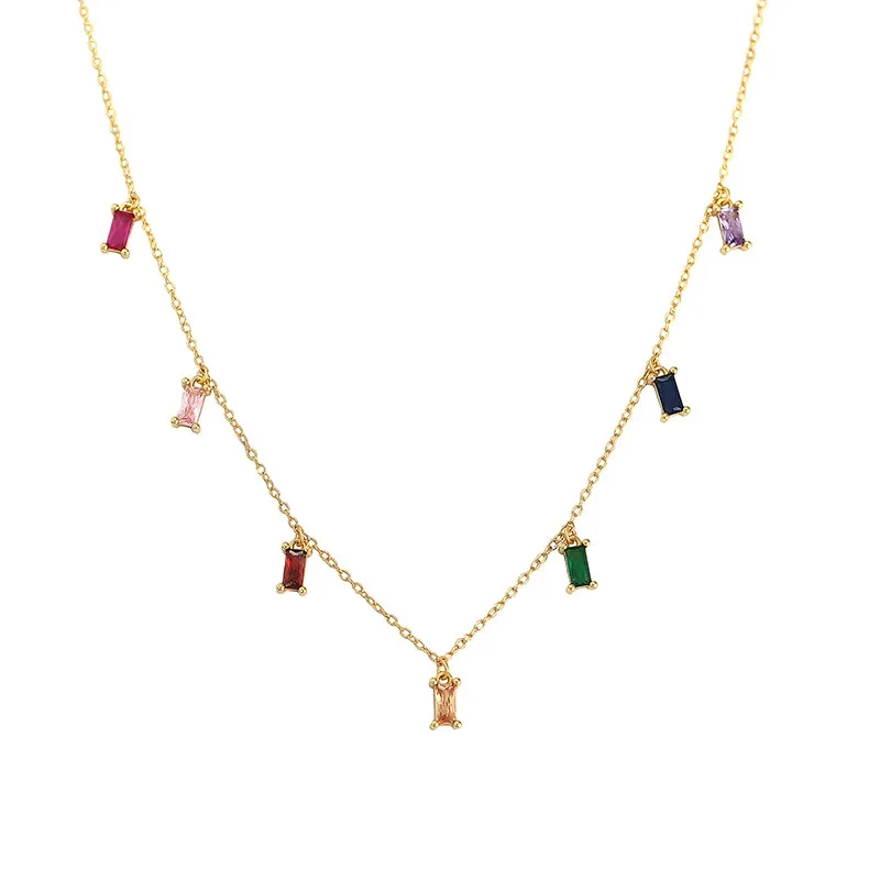 INS3170-Pendant Necklace,Stainless Steel, Colorful Zirconium Inlaid,18 inches