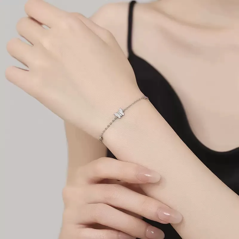 INS4019-Butterfly Anklet Adjustable Foot Anklet S925 Sterling Silver Butterfly Anklet Foot Anklet Jewelry Gifts for Women Christmas Mothers Day