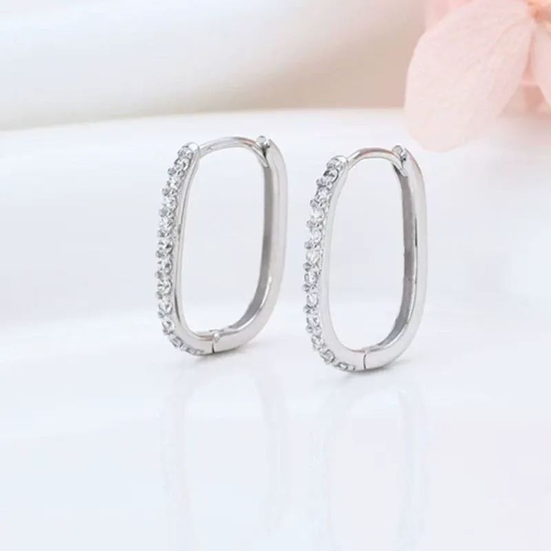 INS2056-14K Rose Gold D-Color VVS1 Diamond Geometric Hinged Hoop Earrings for Women, Ideal for Valentine's Day or Women's Day Gift