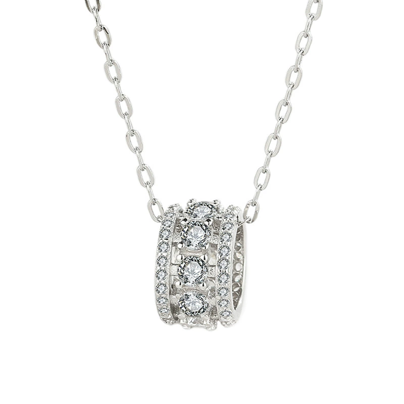 INS3165-D Color VVS1 Clarity Moissanite Pendant Necklace for Women Men, Chunky Circle/Triangle/Square Design，Solid 925 Sterling Silver, Birthday Christmas Valentines Jewelry, 16-20 Inch Adjustable