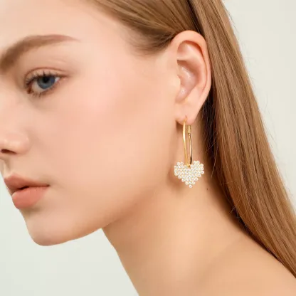 INS2391-Hypoallergenic Nickel-Free Sterling Silver Heart Earrings for Women – Dainty Hoop & Dangle Leverback Earrings, Lightweight Tarnish-Resistant Shine, Trendy Gift (Gold/Silver)