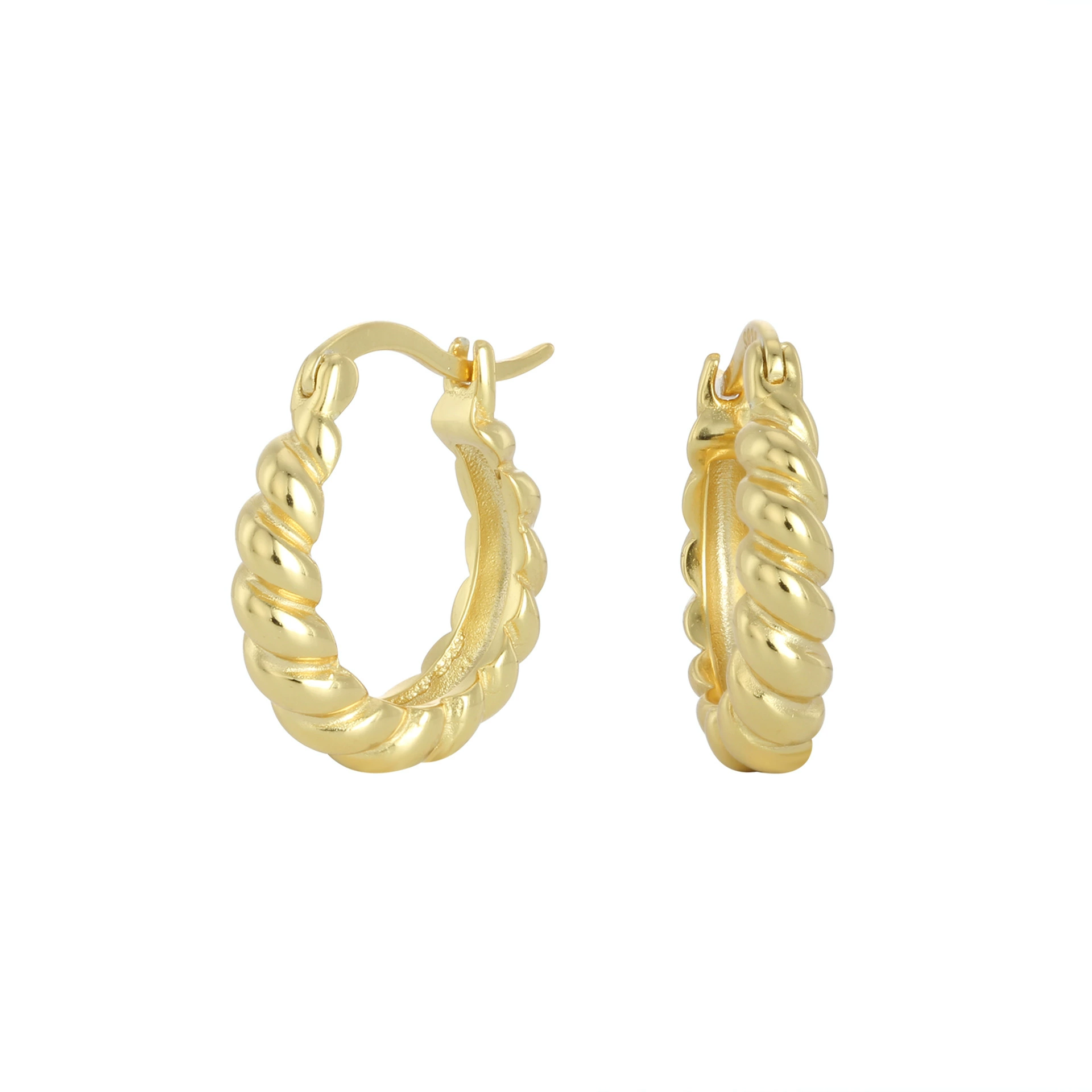 INS2074-FAMARINE 14K Gold Plated Twisted Hoop Earrings for Women Small Hoops Chunky Earrings Gift