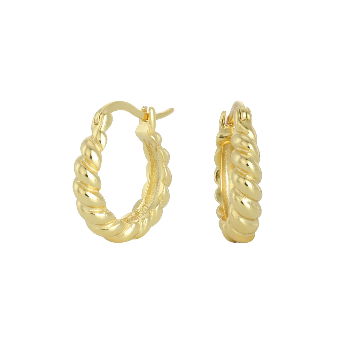 INS2074-FAMARINE 14K Gold Plated Twisted Hoop Earrings for Women Small Hoops Chunky Earrings Gift