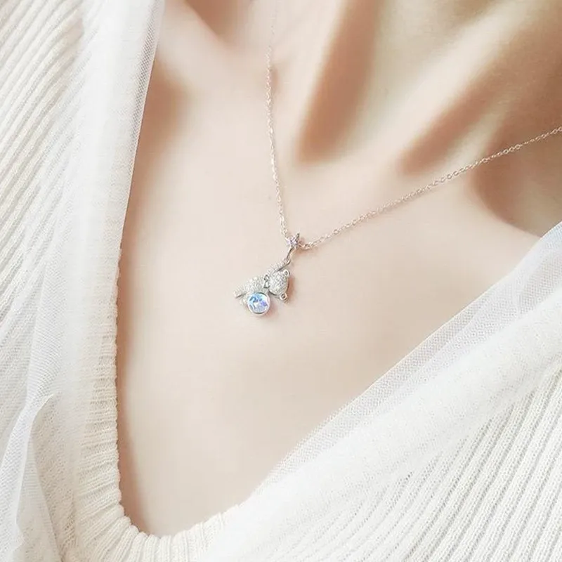 INS3058-PERIMADE Custom Photo Projection Necklace with Picture Inside Personalized Text & Love in 100 Languages Memorial Pendant, Customized CZ Teddy Bear Necklace Birthday Anniversary Jewelry Gift for Women